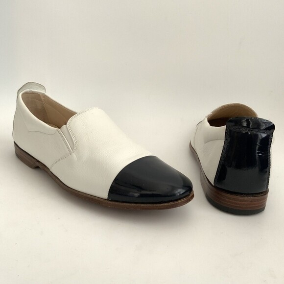 Gravati Loafers Size 6.5M White Blue All Leather Hand Made Cap-toe Italy - Picture 3 of 12